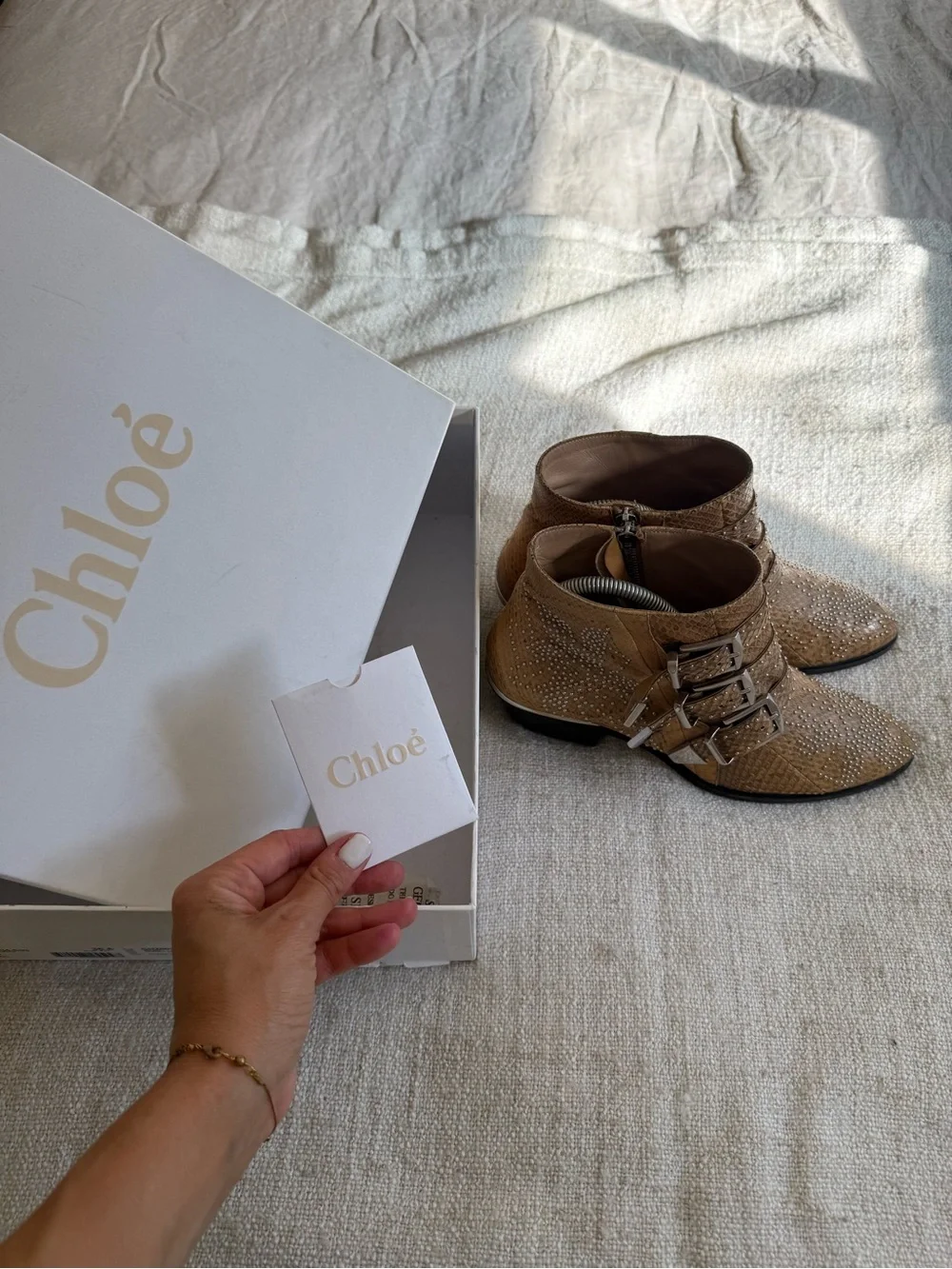 Chloé Susanna in Python  Leather Studded Ankle Boots Sz 7 ⭐️